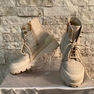 Michael Kors Payton Logo Jacquard Combat Boots